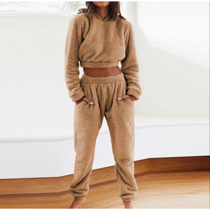 Damen kuscheliges Lounge-Set aus weichem Fleece