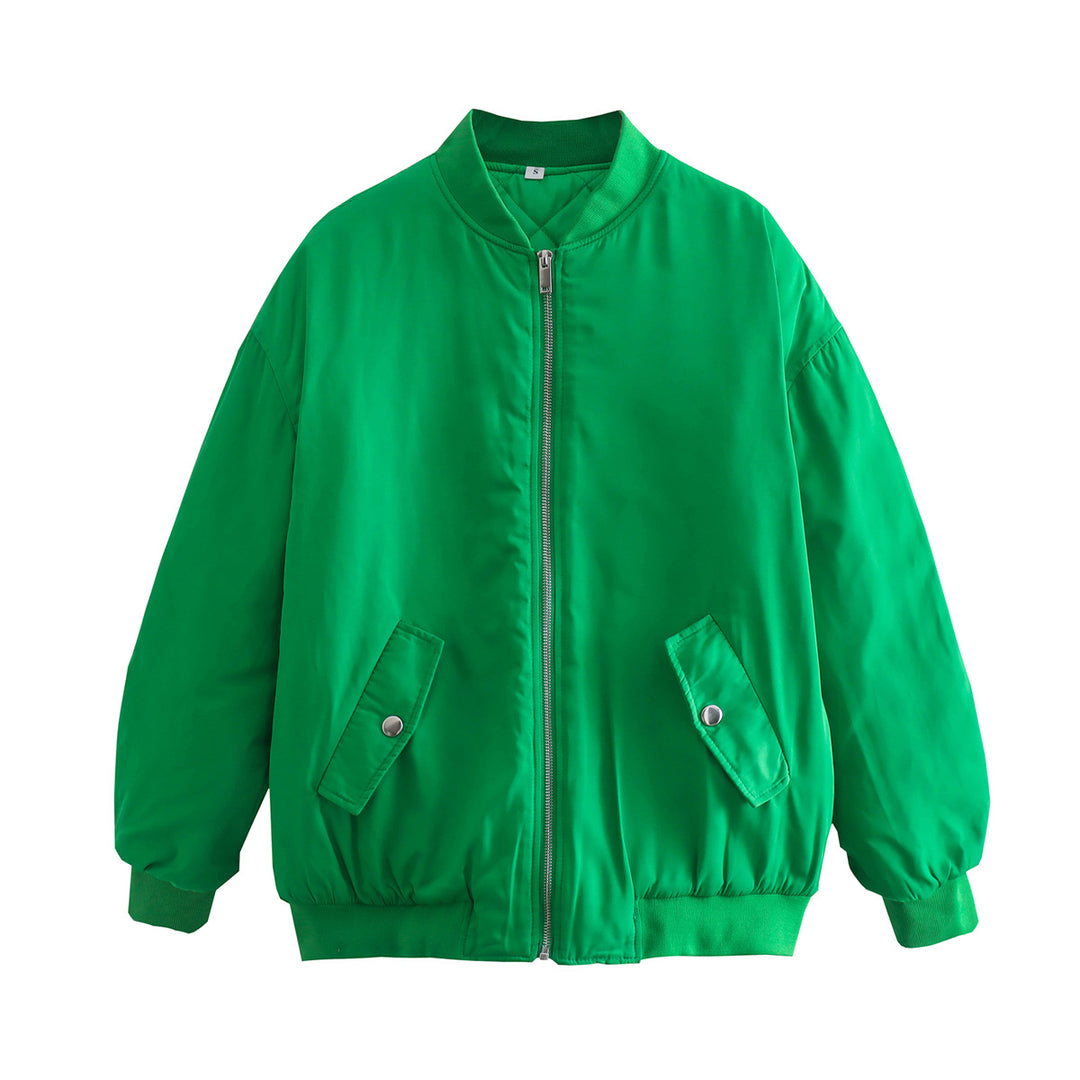 Damen Boxy Bomberjacke im Oversize‑Look mit Reißverschluss und abgeschrägten Pattentaschen Shop Nory