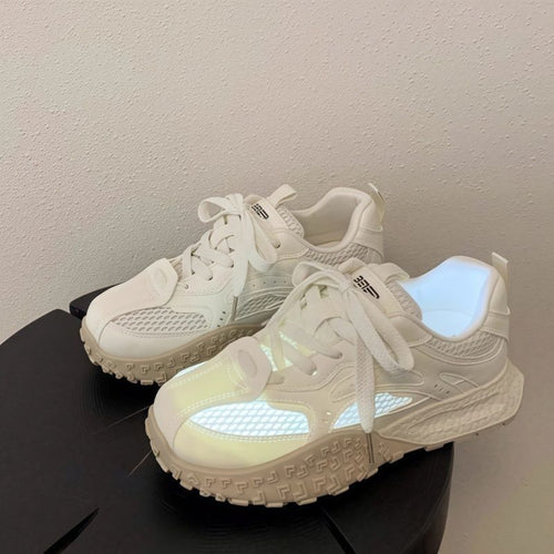 Damen Plateau-Chunky-Sneaker mit reflektierenden Mesh-Einsätzen, gepolstertem Komfortkragen und stoßdämpfender Sohle Shop Nory