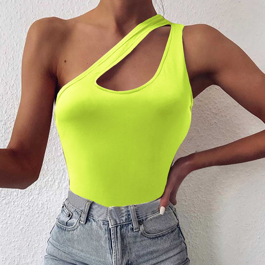 Damen asymmetrisches Bodysuit mit modischem Cut-Out