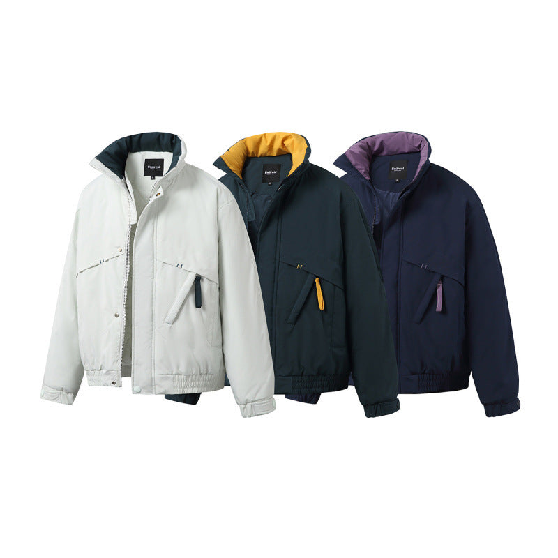 Unisex Boxy‑Wattierte Kurzjacke mit asymmetrischen Eingrifftaschen und hohem Stehkragen Shop Nory