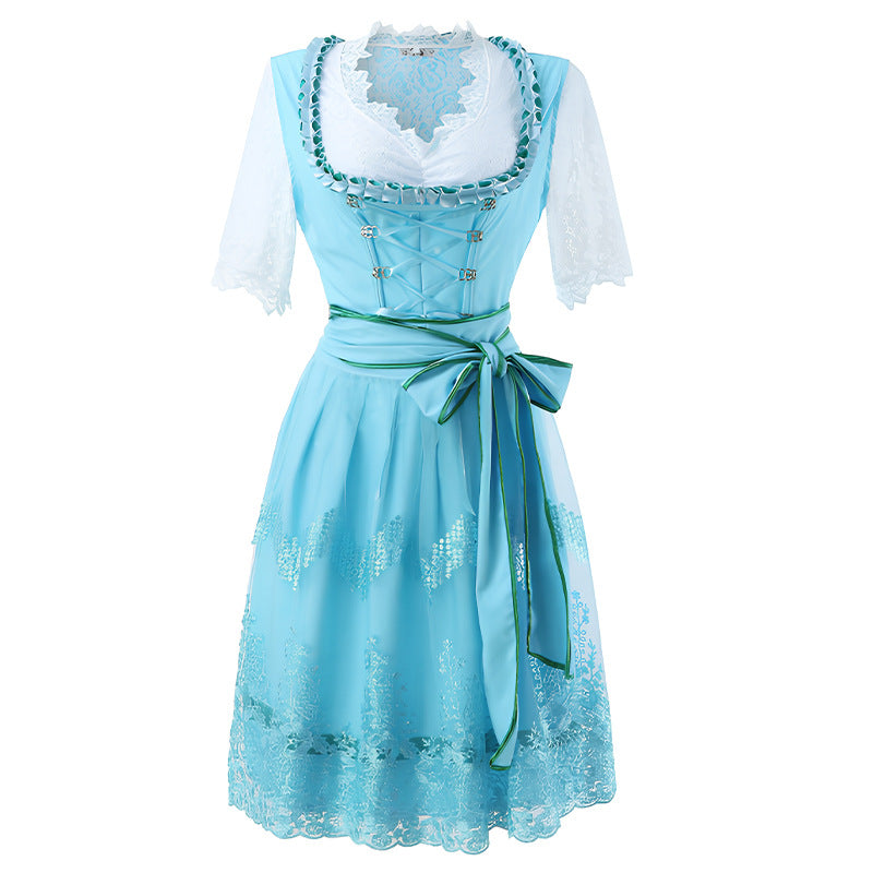 Damen nan traditionelles Dirndlkleid mit feiner Spitzenbluse figurbetontem Mieder und eleganter Schürze Shop Nory