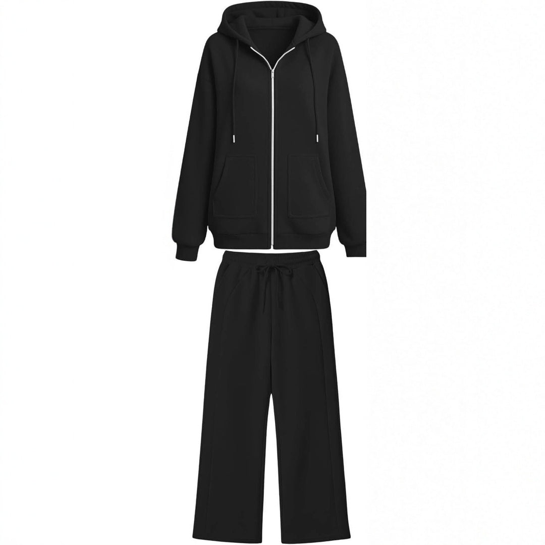 Damen Zip-Hoodie-Set mit Kapuze und weiter Jogginghose Shop Nory
