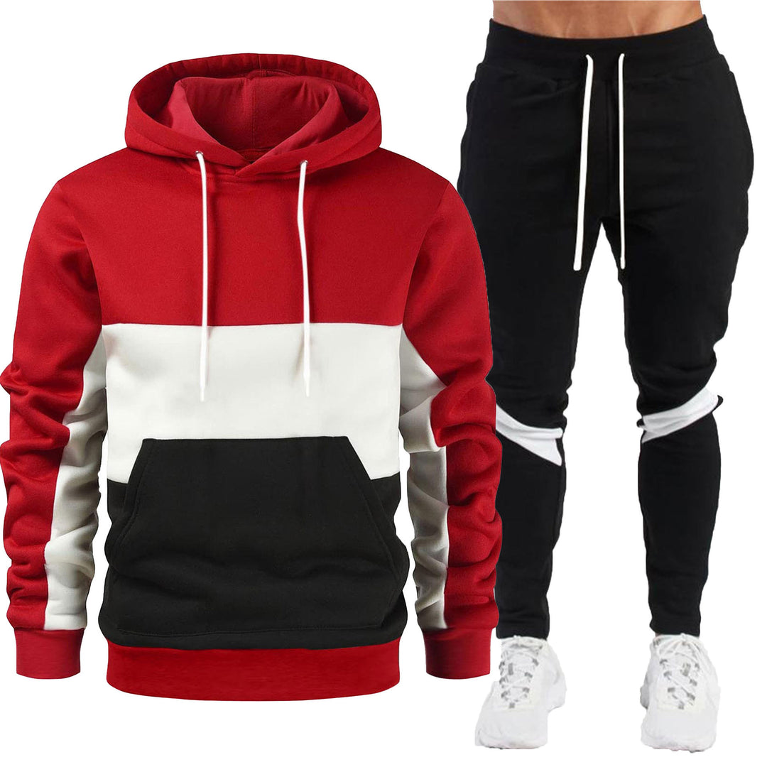 Herren nan sportives Hoodie- und Jogginghose-Set mit Kontrastblenden, Kängurutasche, elastischem Bund und schmal zulaufendem Bein Shop Nory