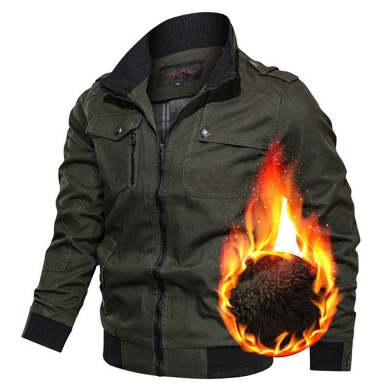 Herren Canvas-Fieldblouson mit wärmender Teddyfleece-Innenlage, Schulterepauletten und Rippenbündchen Shop Nory