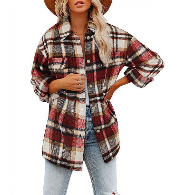 Damen Flanelljacke im lässigen Karomuster