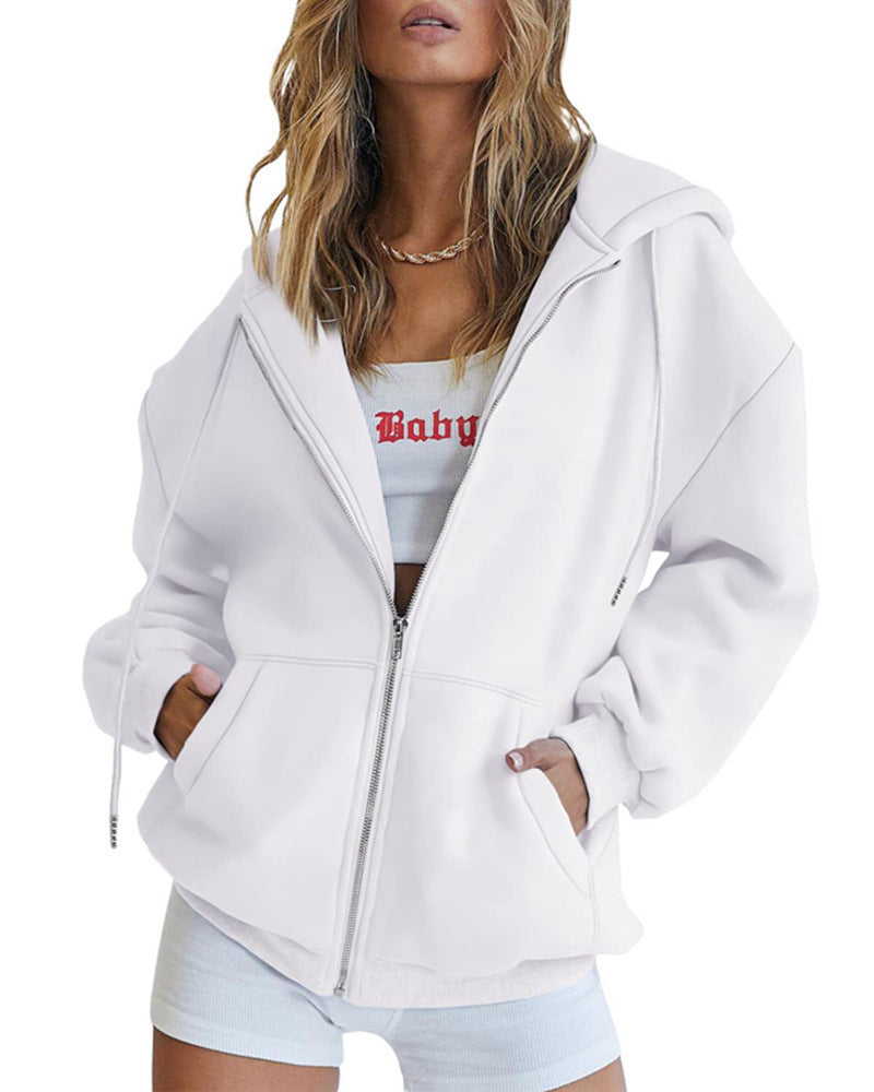 Damen Oversized Kapuzenjacke mit Reißverschluss