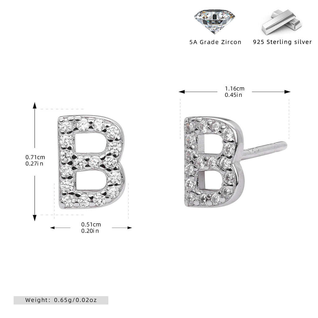Damen Ohrstecker aus 925 Sterling Silber mit luxuriösem Zirkonbuchstaben R Shop Nory