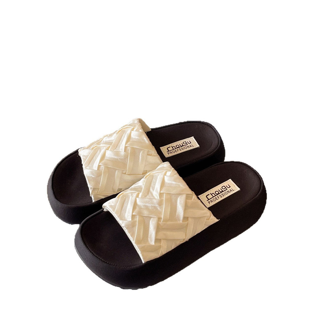 Damen Komfortable Slide-Pantoletten mit geflochtenem Design