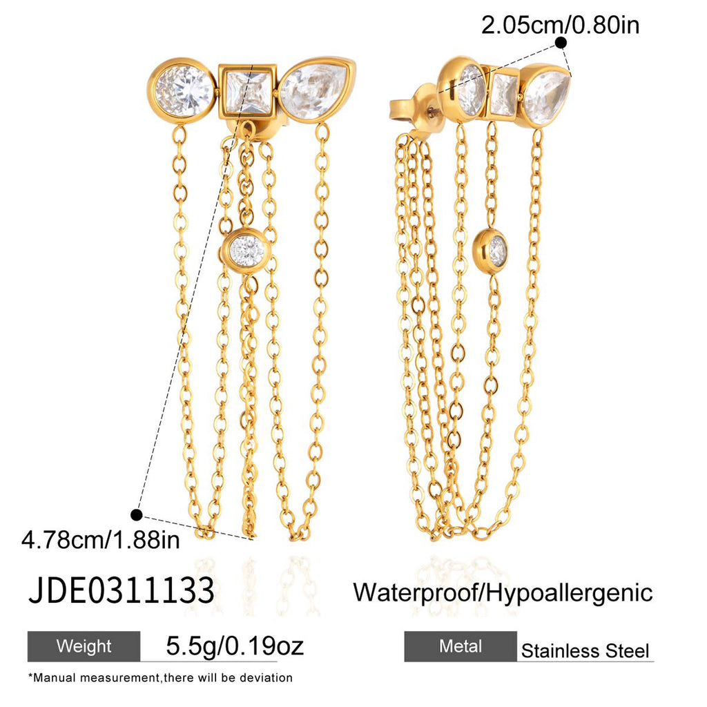 Damen Ohrhänger mit funkelnden Zirkonia und eleganten Kettendetails Shop Nory