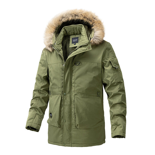 Herren Wärmegefütterte Parka-Jacke mit Kapuze und Teddyfutter Shop Nory