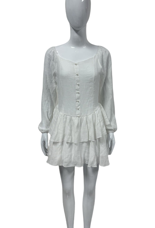 Damen Schulterfreies Stufen-Minikleid mit Knopfleiste Shop Nory