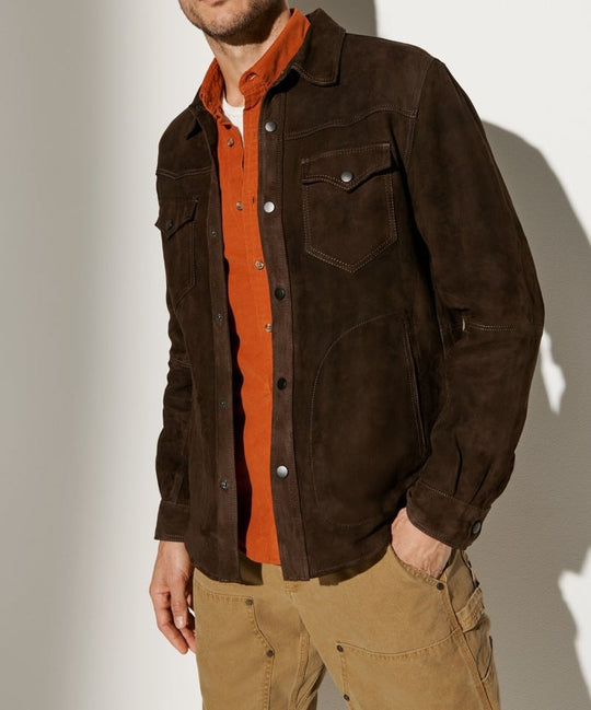 Herren Wildlederjacke im modernen Schnitt mit praktischen Taschen Shopnory