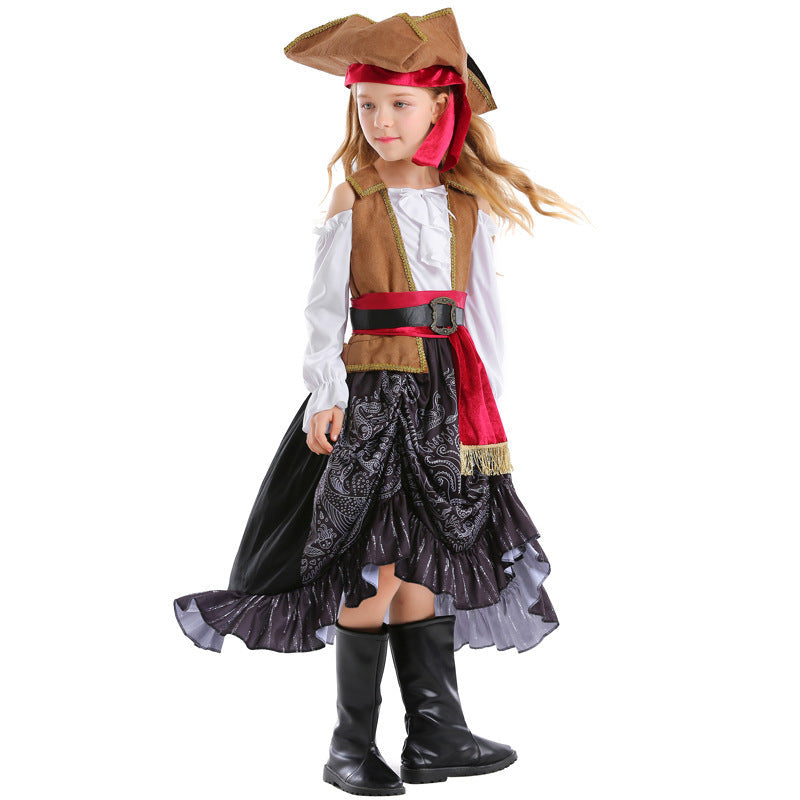 Mädchen Piratenkostüm mit authentischen Accessoires und schwingendem Rock Shop Nory