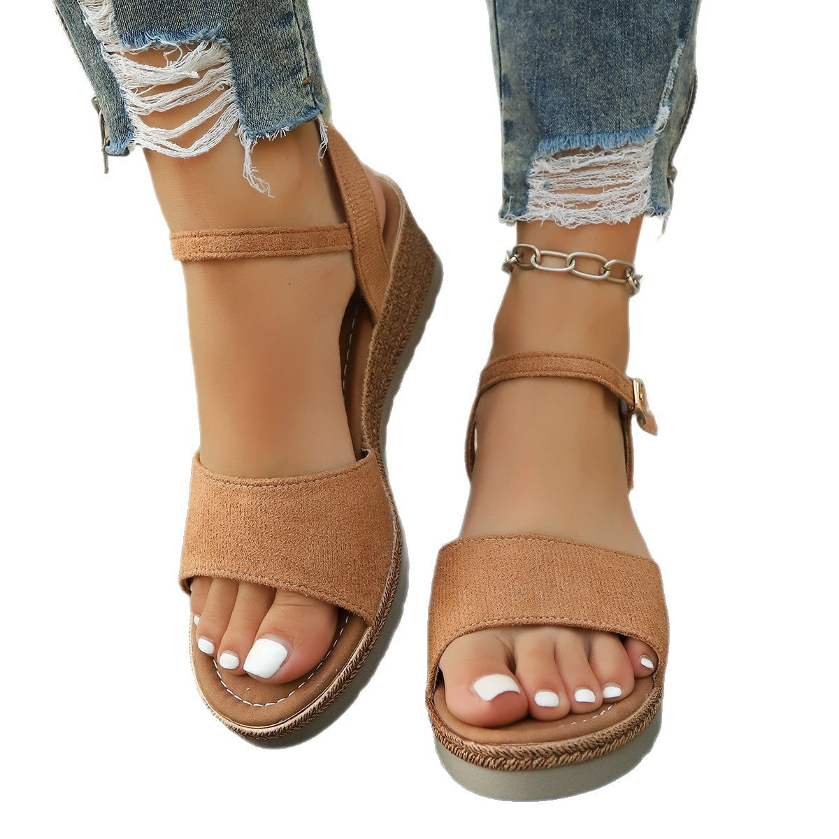 Damen Wedge-Sandalen mit verstellbaren Riemen und bequemer Sohle