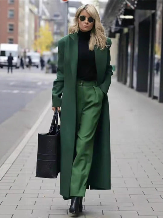 Damen Eleganter Wollmantel mit doppelter Knopfleiste und tiefen Taschen
