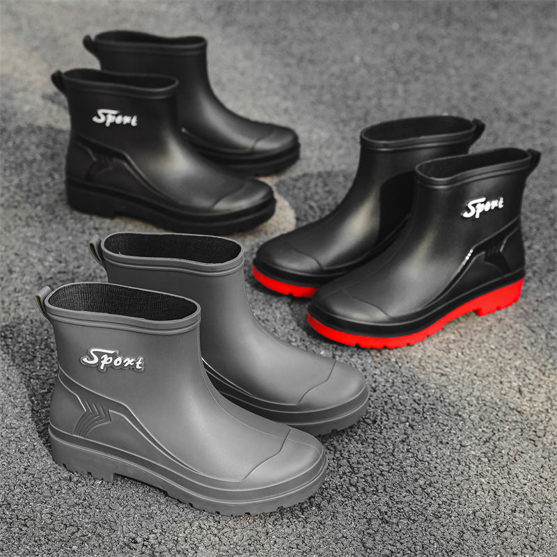 Herren Kurze wasserdichte Regenstiefelette mit Kordelverschluss und profiliertem Outdoor-Sohlendesign Shop Nory