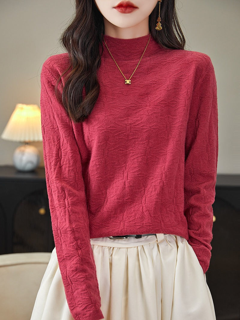 Damen Strukturiertes Feinstrick-Longsleeve mit Stehkragen und kastiger Silhouette Shop Nory