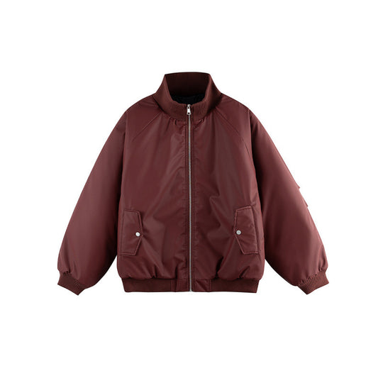 Unisex Boxy-Übergangs-Bomberjacke mit Stehkragen und Pattentaschen Shop Nory