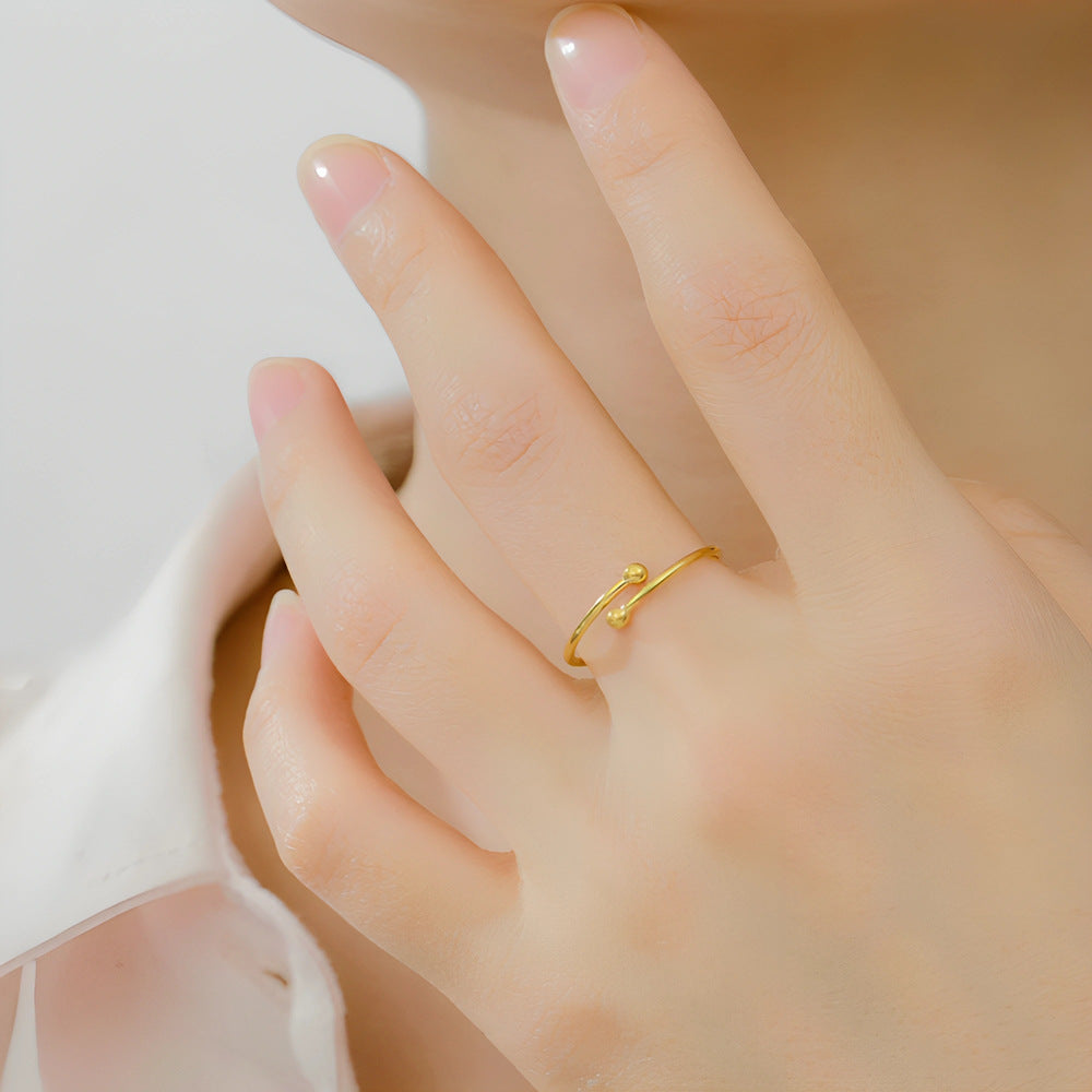 Damen Offener Minimalistischer Ring mit Kugeldetails Shop Nory