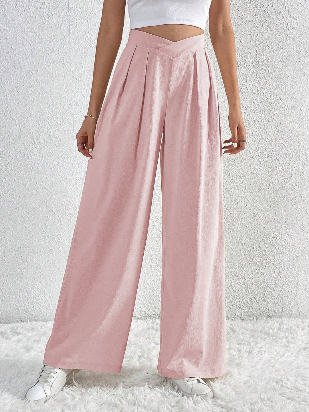 Damen hohe Bund Culotte-Hose mit Faltenlegung und weitem Bein Shop Nory