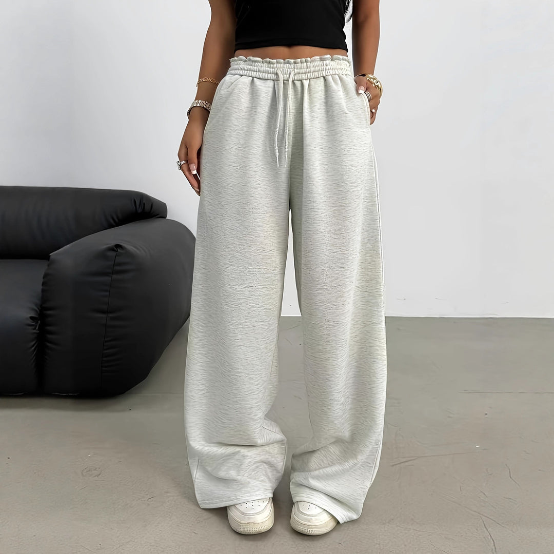 Damen Weiche Lounge-Palazzohose mit gerafftem Smokbund und Tunnelzug Shop Nory