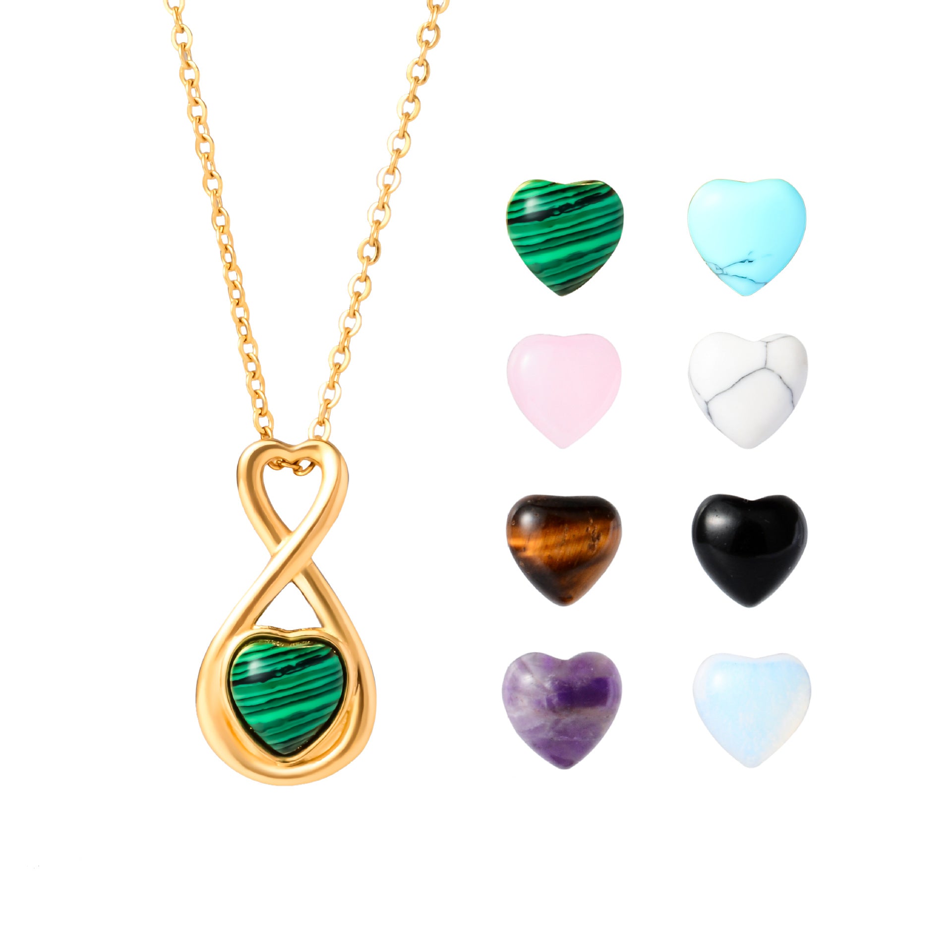 Damen Halskette mit geschwungenem Unendlichkeitssymbol und Herzanhänger Shop Nory