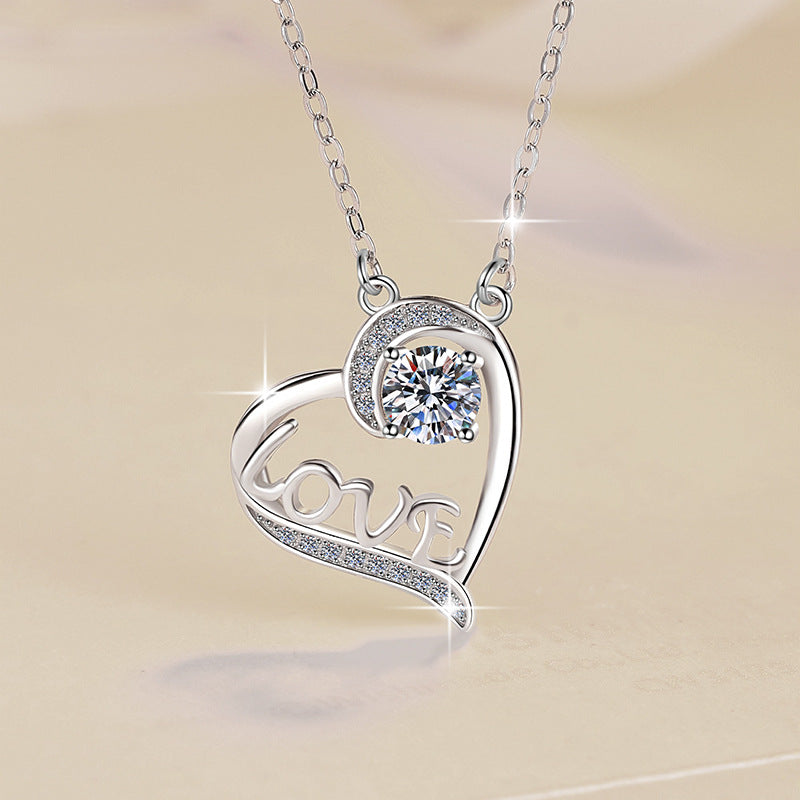 Damen Halskette mit Herzanhänger und funkelndem Kristallschmuck Shop Nory