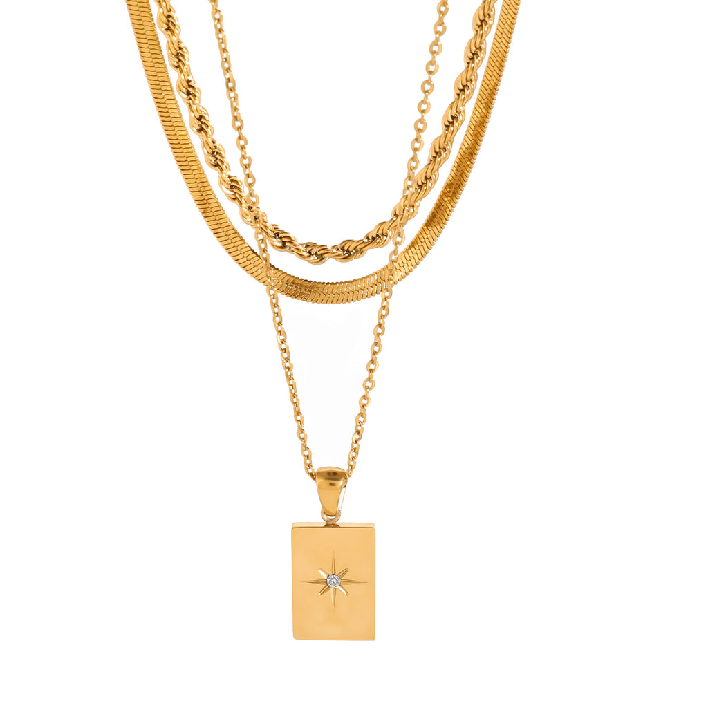 Damen mehrlagige Halskette mit goldenem Anhänger von Shop Nory