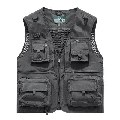 Herren Multifunktionale Cargo-Utility-Weste mit zahlreichen Reißverschlussfächern und D-Ringen Shop Nory