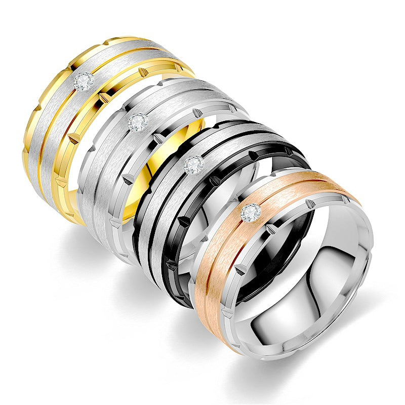 Herren Ring mit raffinierter, klarer Oberflächenstruktur und funkelndem Zirkonia Shop Nory