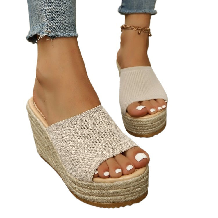 Damen Wedge-Sandaletten mit weichem Obermaterial und bequemer Sohle