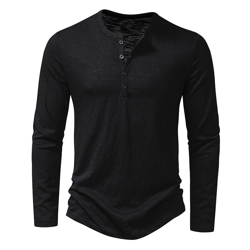 Herren Feinstrick-Henley mit Rundhalsausschnitt, verdeckter Knopfleiste und figurbetonter Passform Shop Nory
