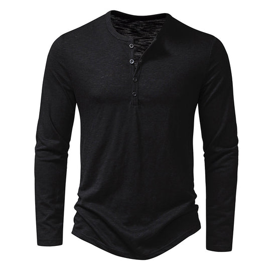 Herren Feinstrick-Henley mit Rundhalsausschnitt, verdeckter Knopfleiste und figurbetonter Passform Shop Nory