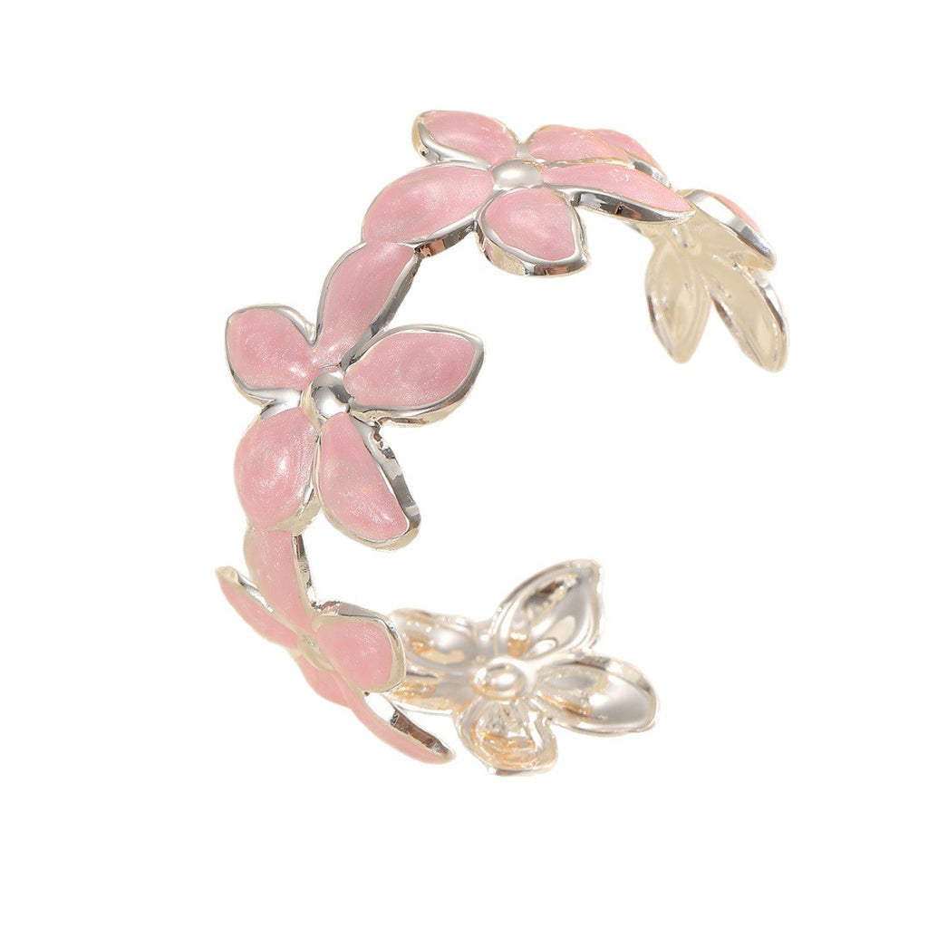 Damen Offener Armreif mit kunstvollem Blumendesign Shop Nory