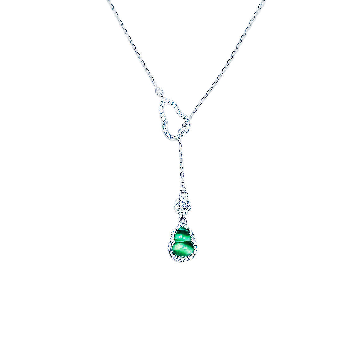 Damen Halskette mit tropfenförmigem Anhänger und funkelnden Zirkonia-Elementen Shop Nory