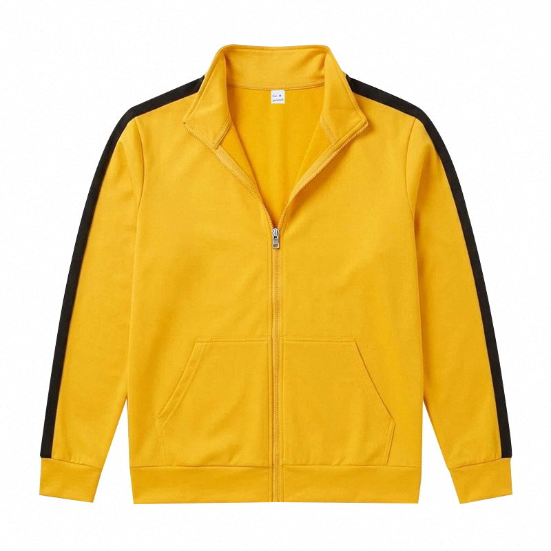 Herren Sportliche Zip-Trackjacke mit Stehkragen, Kontraststreifen an den Ärmeln und Kängurutaschen Shop Nory