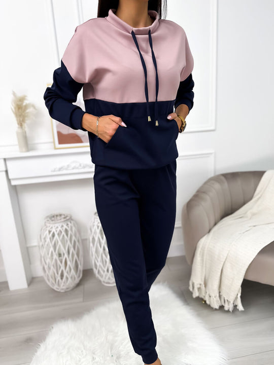 Damen Zweiteiliges Loungewear‑Set mit Stehkragen, Kängurutasche und schmaler Jogginghose Shop Nory