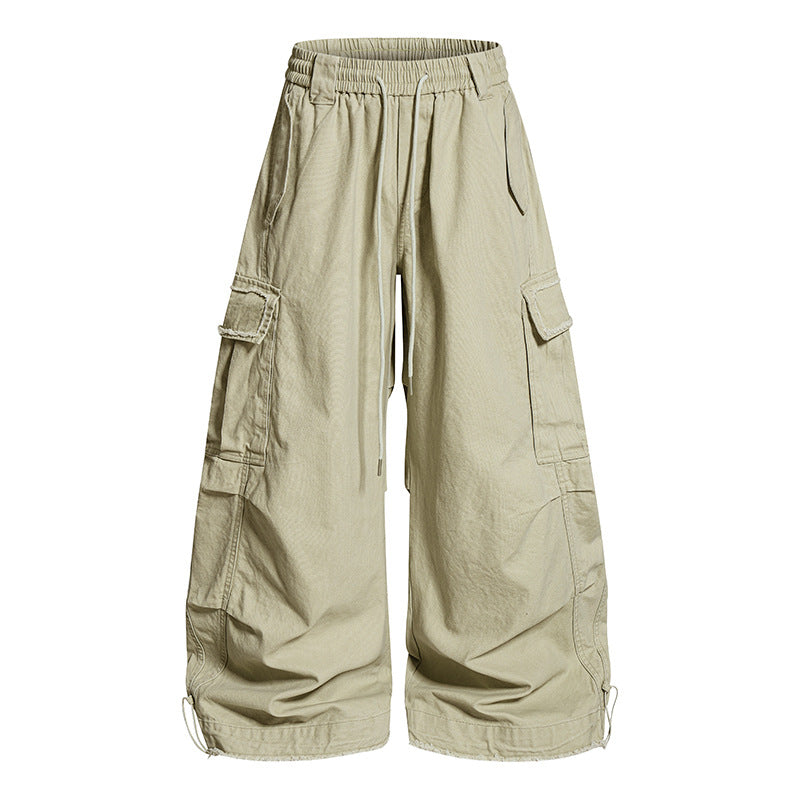 Damen Weite Cargo-Hose mit elastischem Bund, Cargo-Taschen und verstellbarem Saum Shop Nory