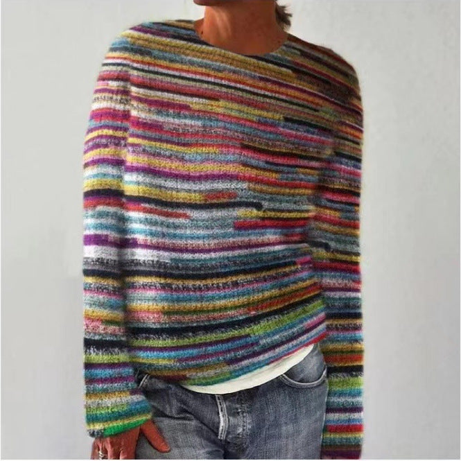 Damen nan bestickter Strickpullover mit reliefartiger Blumenstickerei und Rundhalsausschnitt Shop Nory