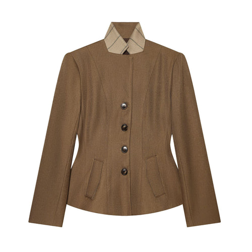 Damen Taillierte Kurzjacke im Wollmix mit Stehkragen und figurnahen Abnähern Shop Nory