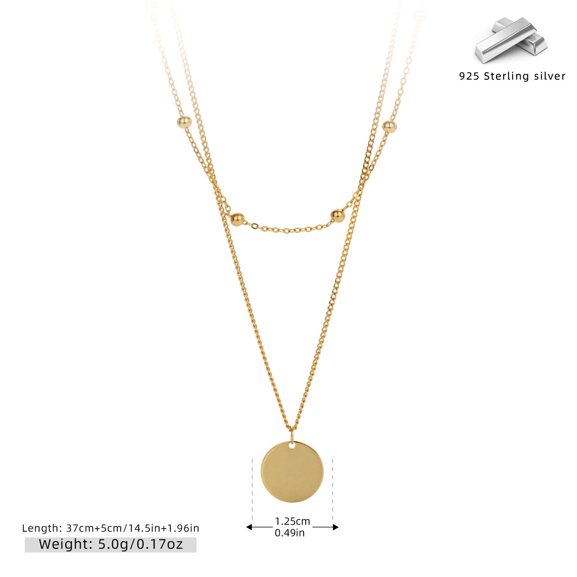 Damen Halskette mit doppellagigem Design aus hochwertigem 925 Sterling Silber und minimalistischen Anhängern Shop Nory