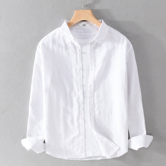 Herren Leinenmix-Layering-Overshirt mit Kentkragen, gerundetem Saum und Soft‑Touch Shop Nory