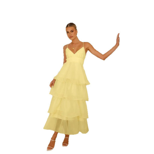 Damen Schwingendes Maxikleid mit luftigen Rüschenschichten