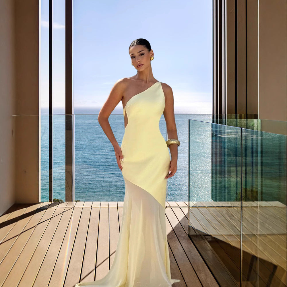 Damen asymmetrisches Abendkleid