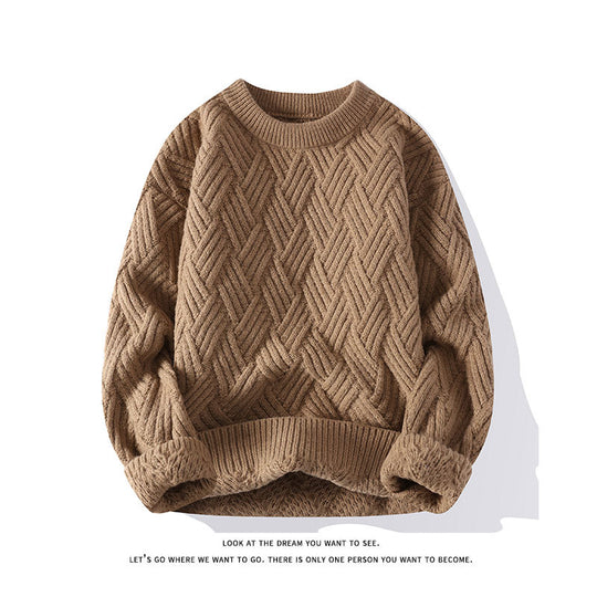 Damen grobgestrickter Oversize-Pullover mit Zopfmuster und elastischem Rippbund Shop Nory