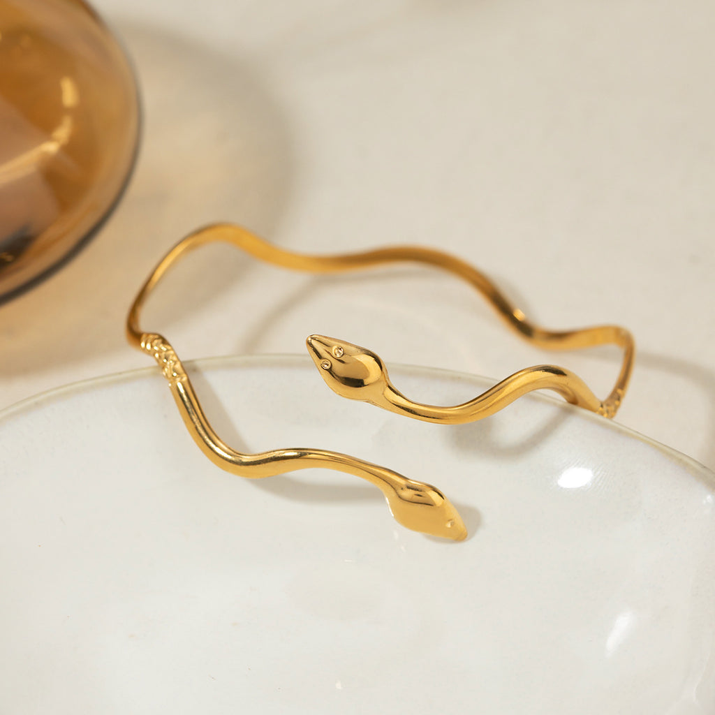 Damen Offenes Armband im Schlangen-Design aus hypoallergenem Edelstahl Shop Nory