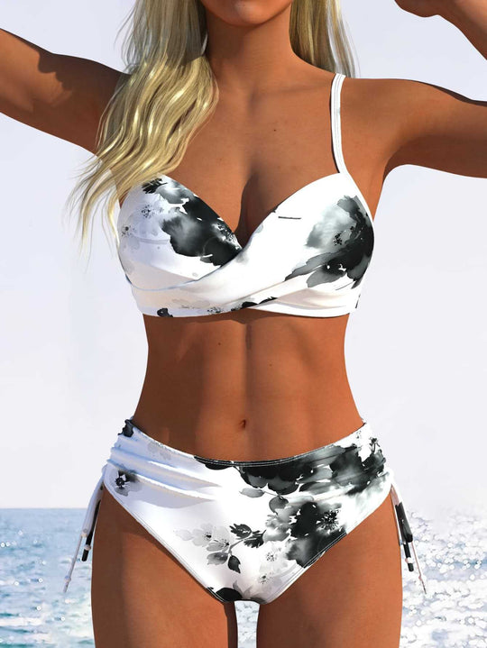 Damen Bikini-Set mit geometrischem Design und verstellbarem Bund