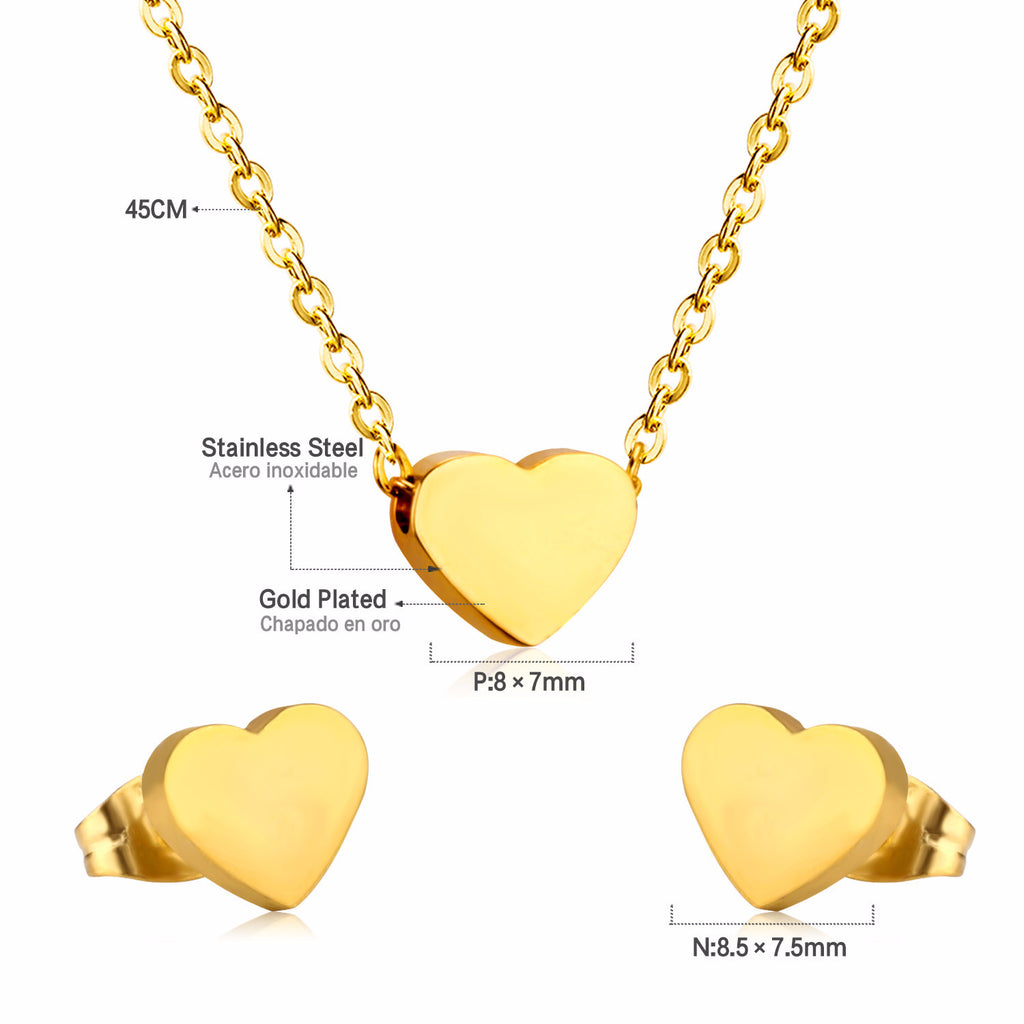 Damen Schmuckset mit Herzanhänger und Ohrringen aus hochwertigem Edelstahl Shop Nory