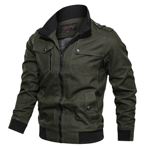 Herren Canvas-Fieldbomberjacke mit Rippenkragen, Schulterpatten und Multifachtaschen Shop Nory